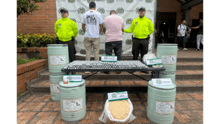 La operación en Cisneros dejó dos capturados y la incautación de materiales explosivos y químicos altamente contaminantes