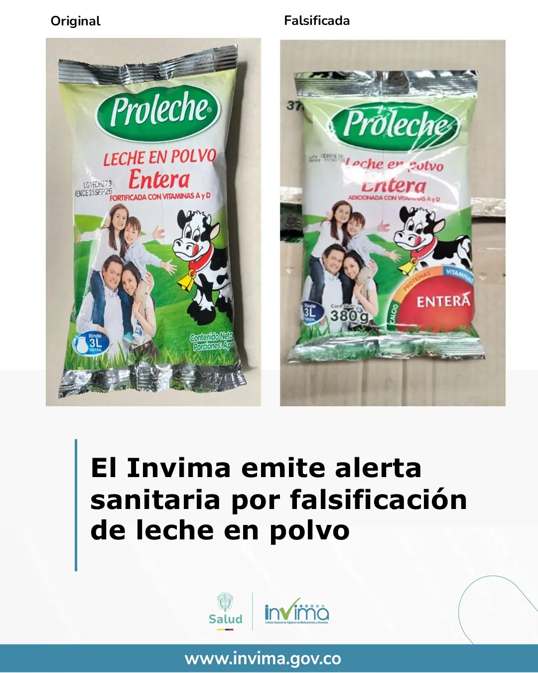 Invima advierte por venta ilegal de leche en polvo falsificada en Antioquia