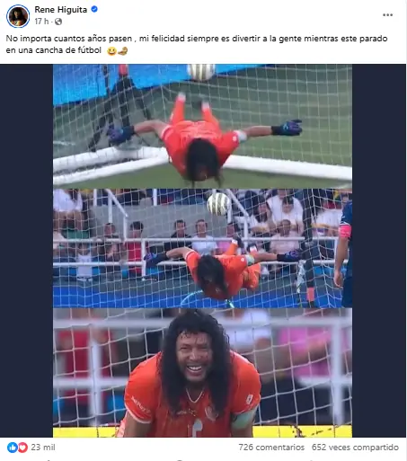 René Higuita volvió a hacer ‘el escorpión’ ante un estadio lleno