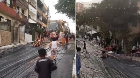 Lo volvieron a hacer en Castilla: una calle terminó convertida en resbaladero