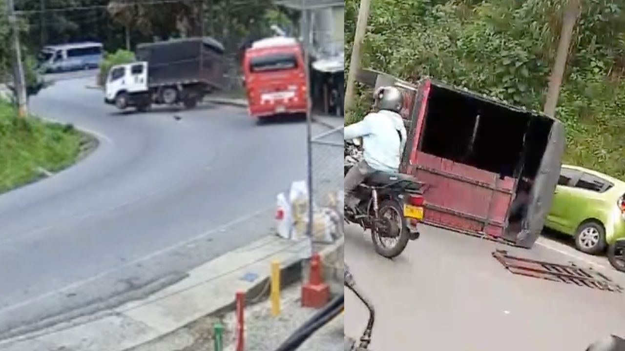 Casi no cuentan el cuentobus sin frenos embistio un camioncito que termino volcado con todo y pony en Santa Elena