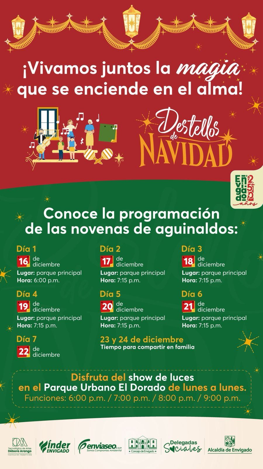 Envigado se llena de fe y tradición con las Novenas de Aguinaldo en el Parque Principal