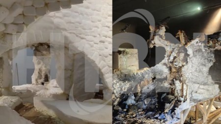 Pesebre navideño ardió en llamas en El Carmen: Santiago, su escultor, tuvo quemaduras al intentar salvarlo