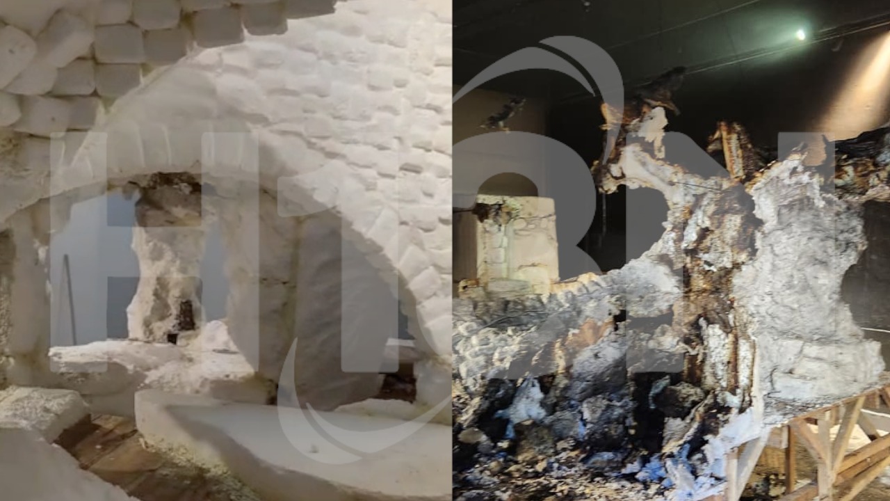 Pesebre navideño ardió en llamas en El Carmen: Santiago, su escultor, tuvo quemaduras al intentar salvarlo