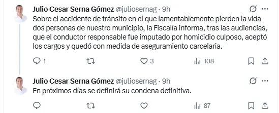 Encarcelaron al conductor que borracho le quitó la vida a pareja de esposos en Marinilla 1 Encarcelaron al conductor que borracho le quitó la vida a pareja de esposos en Marinilla