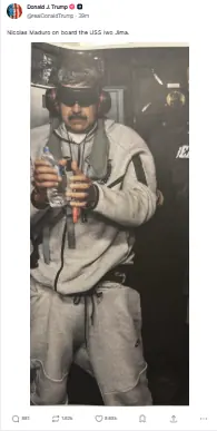 Trump publicó primera foto de Maduro capturado; está en un buque militar estadounidense