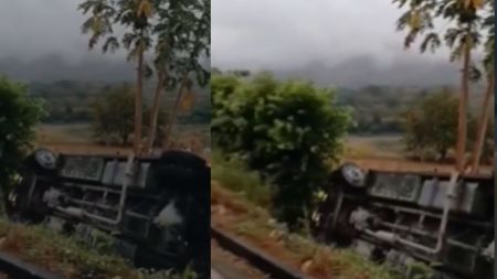 VIDEO: El susto de sus vidas: bus con 40 pasajeros se volcó en la vía a Olaya bus volcado