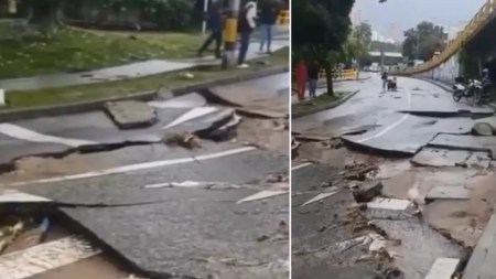 Impresionante: creciente de la quebrada La Presidenta levantó el pavimento creciente de la quebrada La Presidenta levantó el pavimento