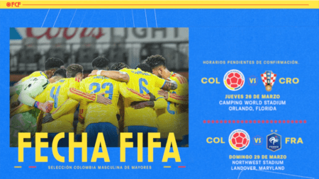 Colombia medirá fuerzas ante Croacia y Francia en Estados Unidos en dos partidos clave de la fecha FIFA