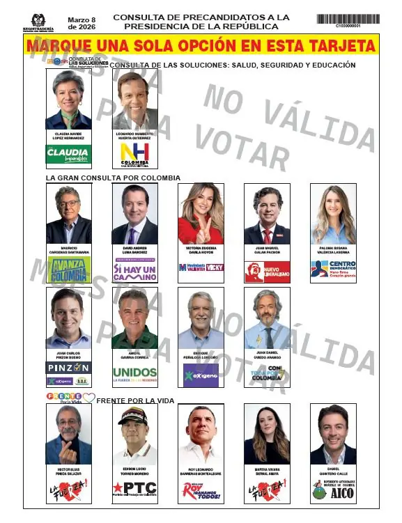 Así aparecerán los precandidatos en la tarjeta electoral de marzo