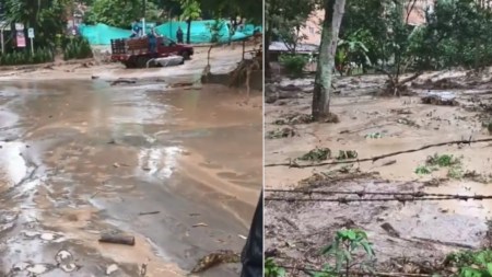 Fuerte aguacero desbordó quebrada y dejó inundaciones en Copacabana