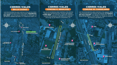 Cierres viales en Medellín este fin de semana por eventos masivos, deportivos y culturales