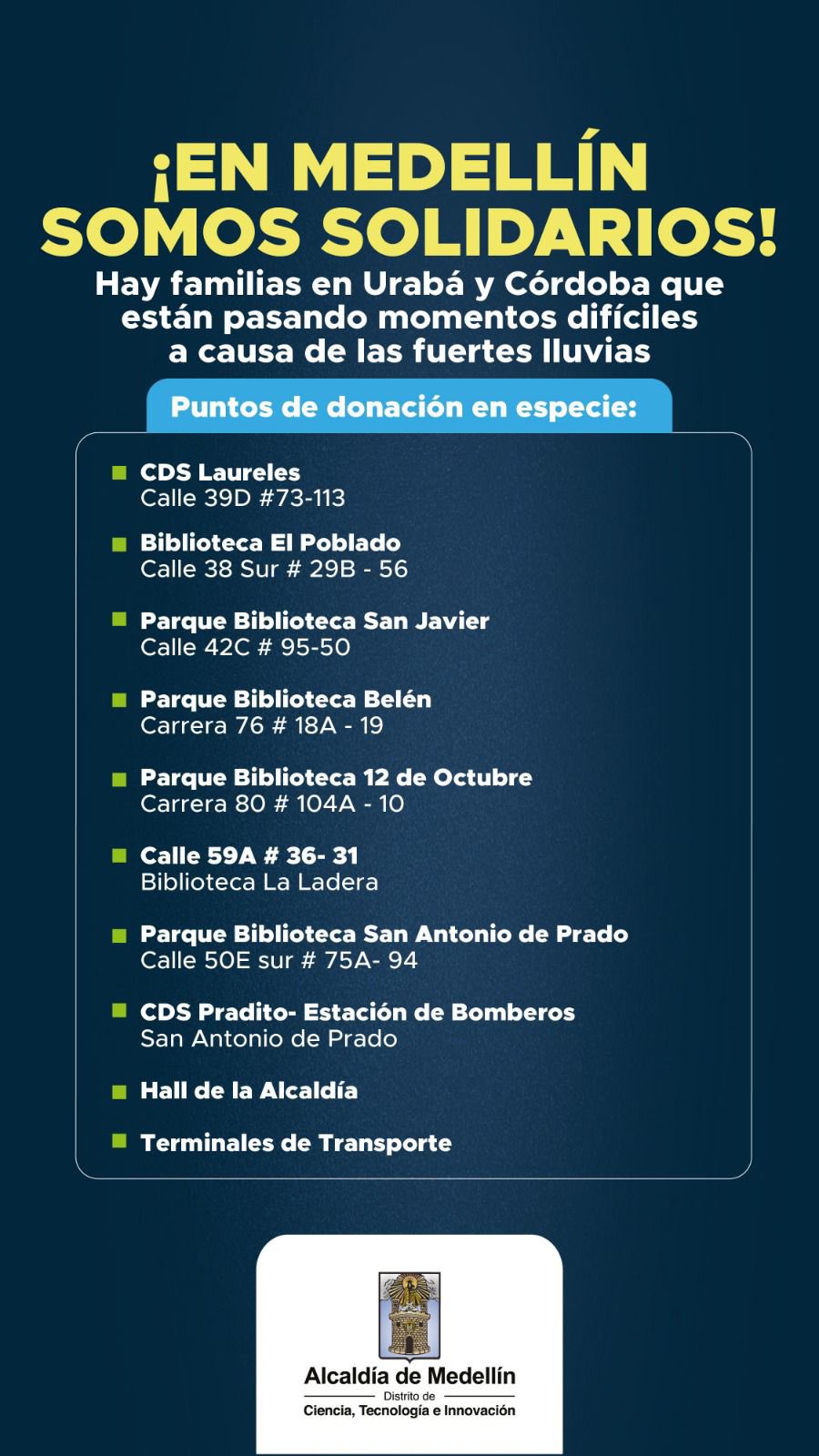 Puntos de entrega de donaciones