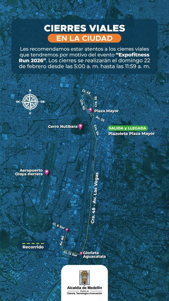 Cierres viales en Medellín este fin de semana por eventos masivos, deportivos y culturales