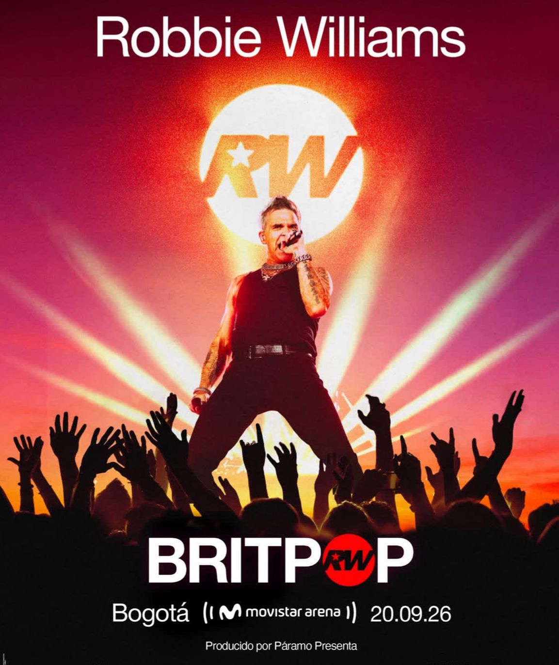 El ícono del pop británico Robbie Williams cantará por primera vez en Colombia