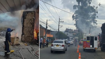 Bomberos controlan incendio en empresa de cartones y evacúan cilindros de gas en La Estrella
