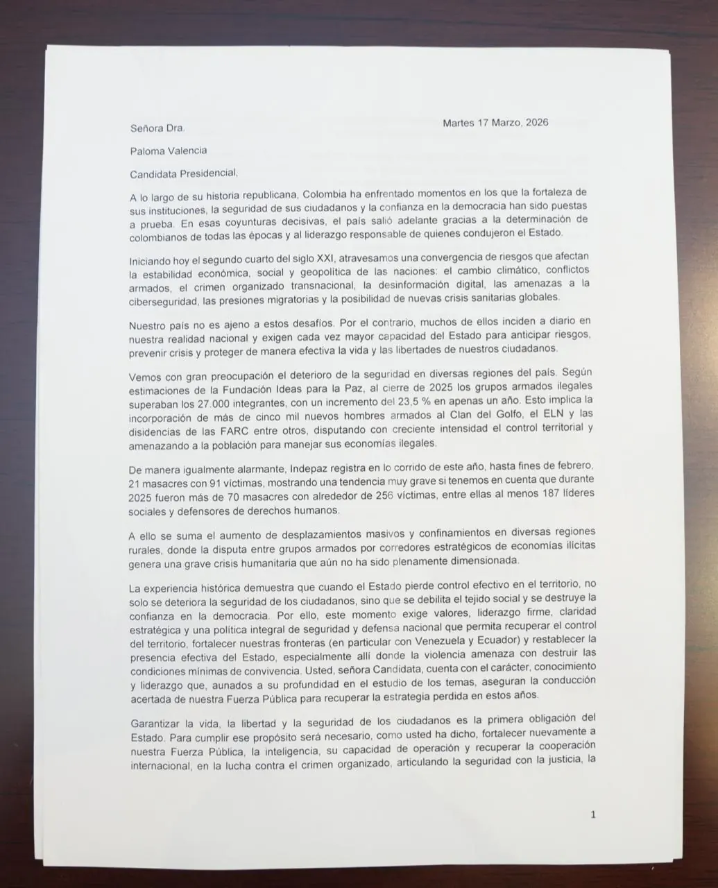 Más de 30 exministros y generales en retiro respaldan candidatura de Paloma Valencia