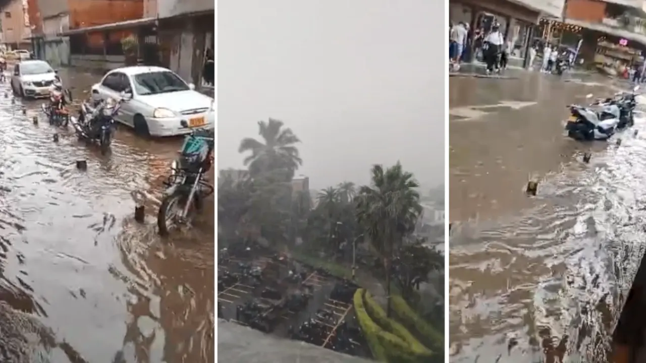 Fuerte aguacero golpea centro de Medellín; deja inundaciones y caída de árbol