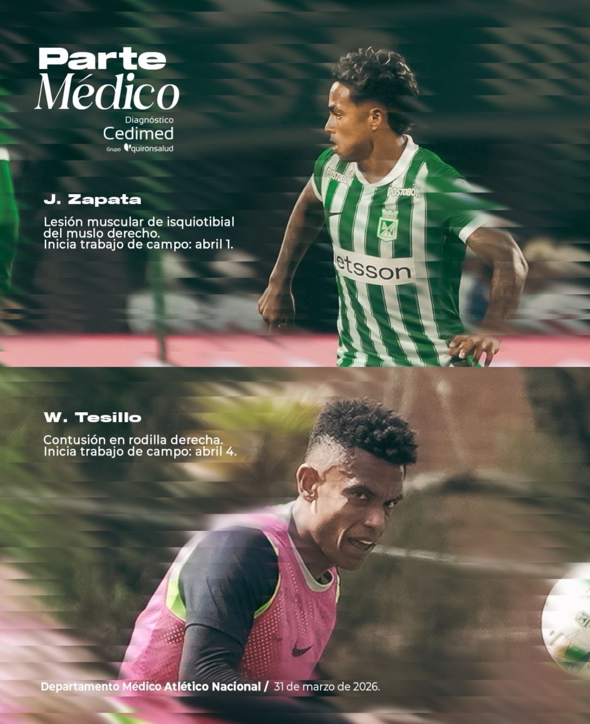 Nacional tendrá 6 bajas para enfrentar a Cúcuta este miércoles en el Atanasio