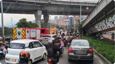 Congestión en la Regional por accidente a la altura de la estación Ayurá