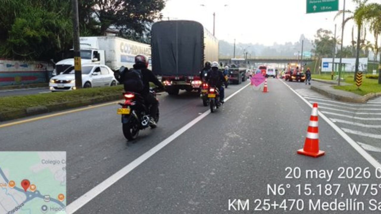 Atención: Paso restringido en la vía Medellín – El Santuario por accidente de tránsito en Guarne KATH NO ENTER 74