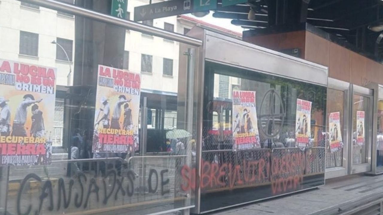 En las marchas convocadas por Petro este 1 de mayo vandalizaron infraestructura de Metroplús en la Oriental