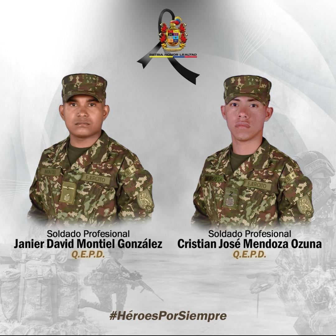 Ellos serían los dos soldados que fueron asesinados en combates con el Clan del Golfo en Urrao