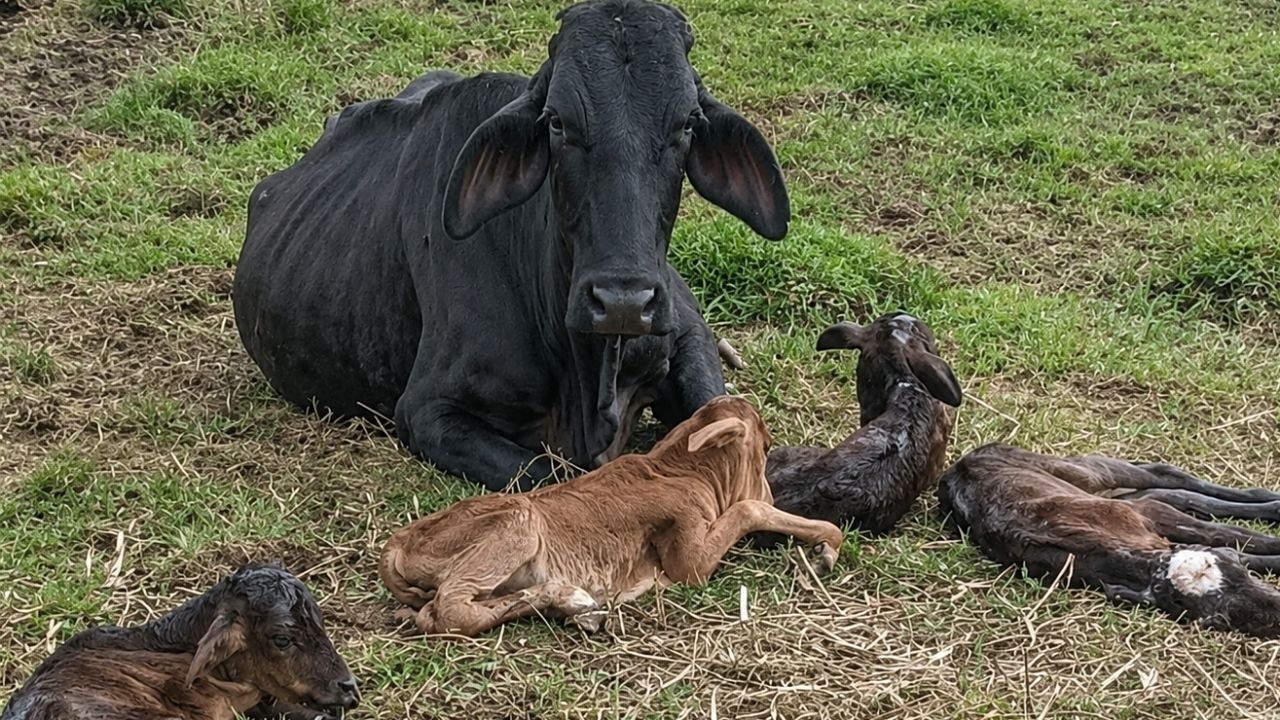 Una vaca dió a luz a cuatro terneros en un solo parto en Nariño, Antioquia
