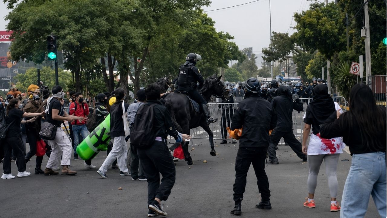 Disturbios afuera del Estadio Azteca en el marco de la inauguración del Mundial 2026
