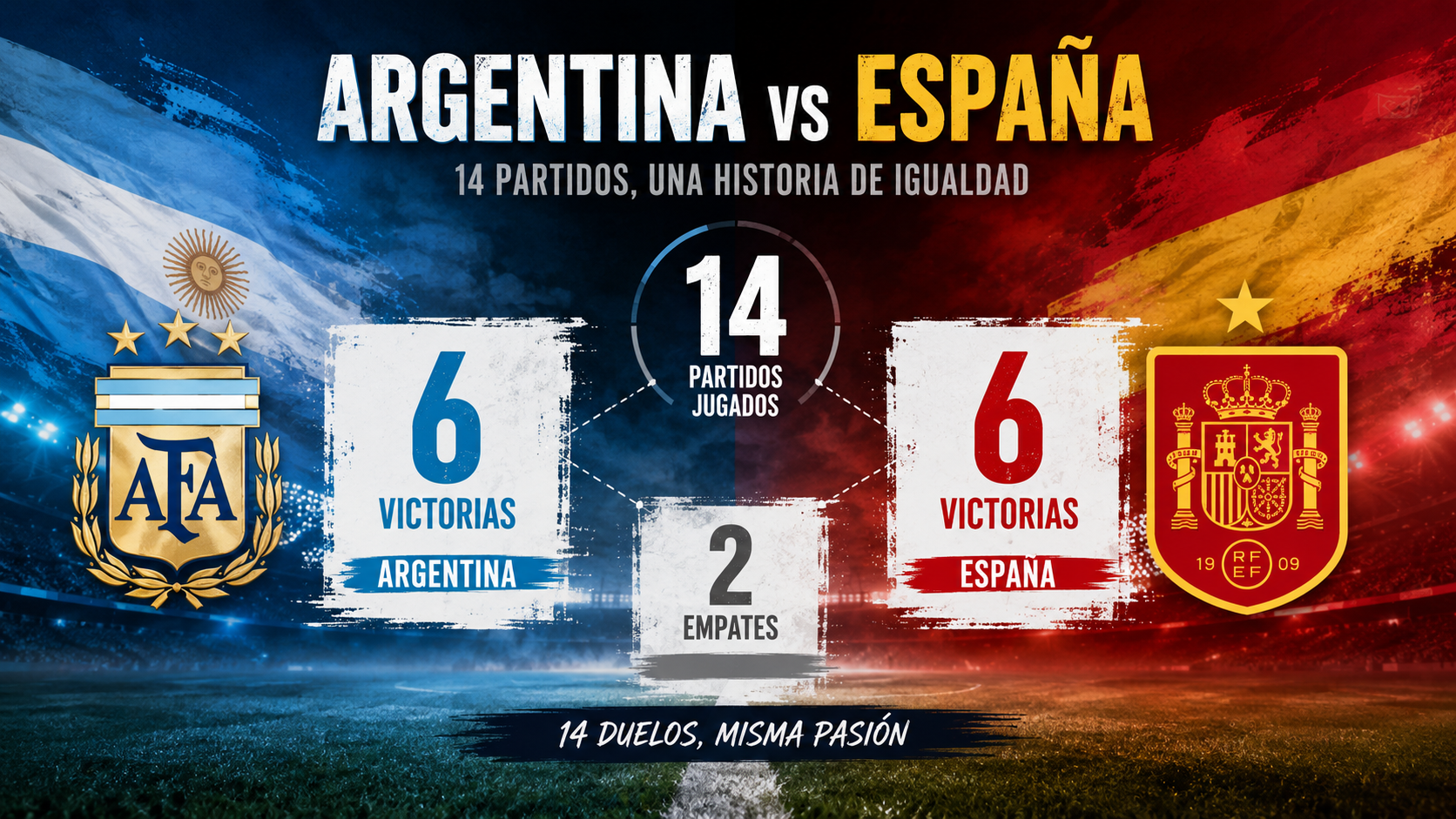 Los antecedentes entre España y Argentina no marcan un favorito: seis triunfos para cada una, dos empates y una final del mundo