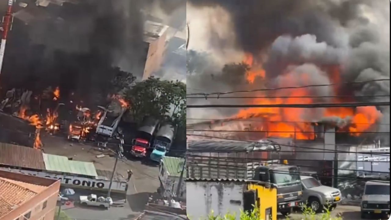 VIDEO: Incendio en empresa de maderas de Bello habría alcanzado camiones ¿qué lo ocasionó?
