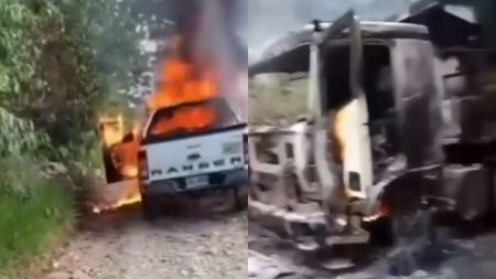 ¿No se puede transitar? Mineros habrían bloqueado y quemado vehículos en Segovia