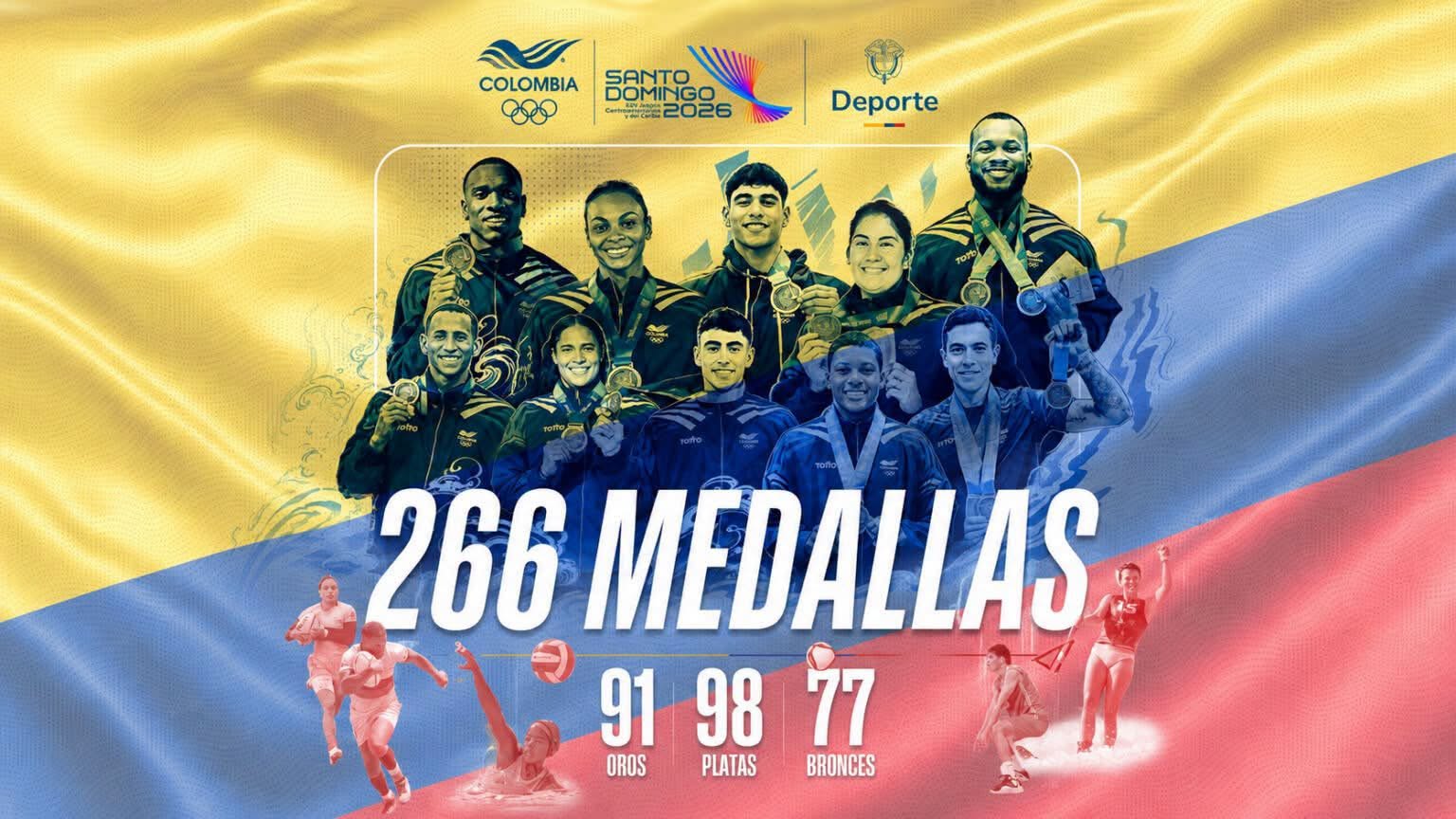 Gran balance para Colombia en Santo Domingo: 91 oros en los Juegos Centroamericanos y del Caribe 2026