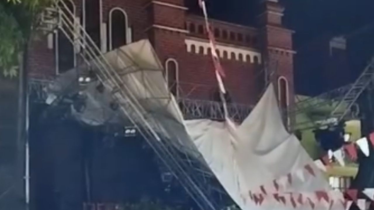 VIDEO: Las fuertes lluvias tumbaron la tarima de las Fiestas del Agua en San Carlos
