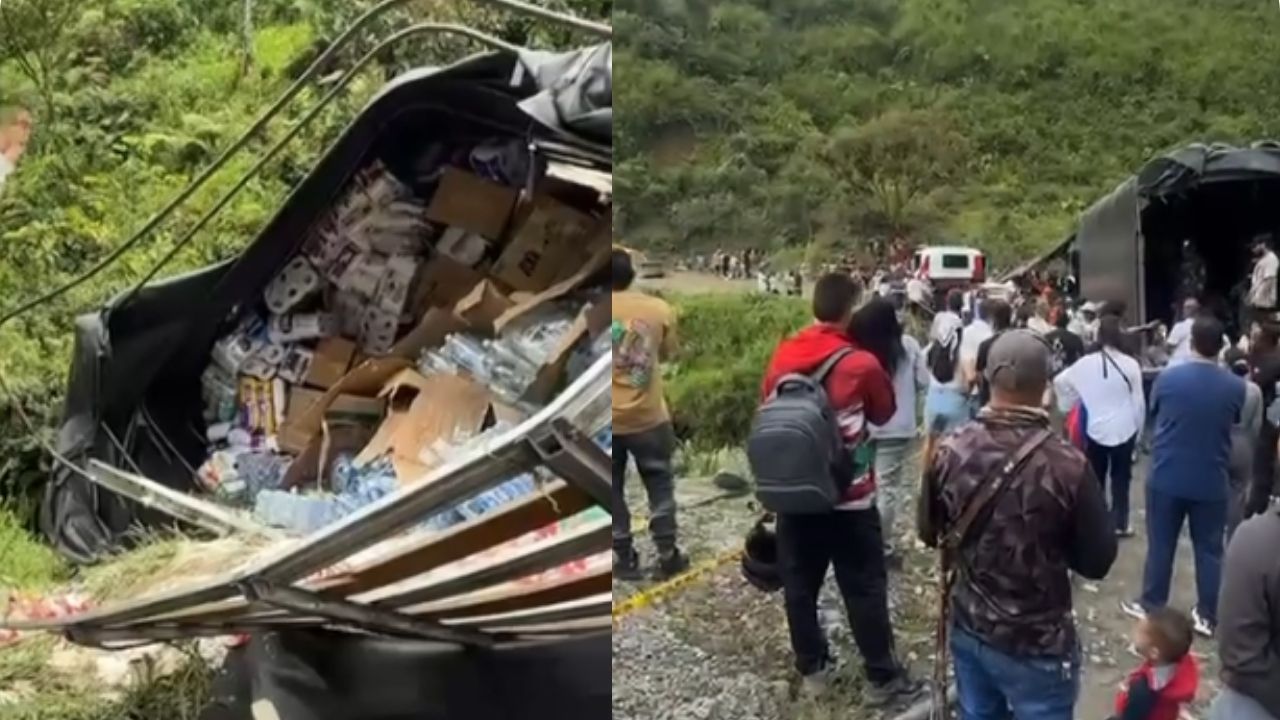 VIDEO: Camión con ayudas para el Chocó se volcó en Carmen de Atrato