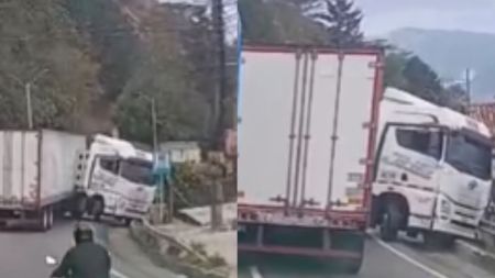 Tractocamión atravesado generó congestión en la Autopista Medellín-Bogotá