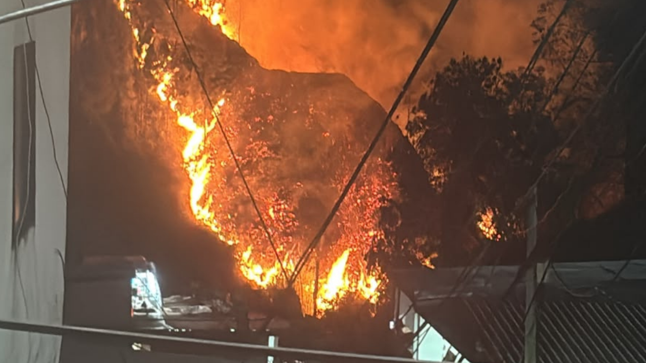 Controlan incendio de cobertura vegetal en la parte baja del Cerro Quitasol en Bello