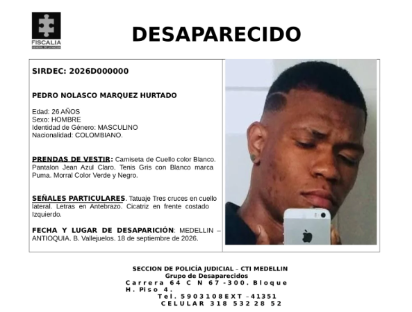Buscan a Pedro Nolasco, desaparecido en Medellín: ¿usted tiene información de su paradero?