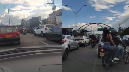 Cierre en la Autopista Norte por protesta cerca de la Universidad Nacional en Medellín