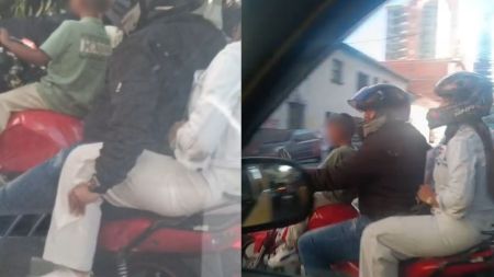 En pleno Centro de Medellín: denuncian que un motociclista habría llevado a un menor de edad sobre el tanque de gasolina
