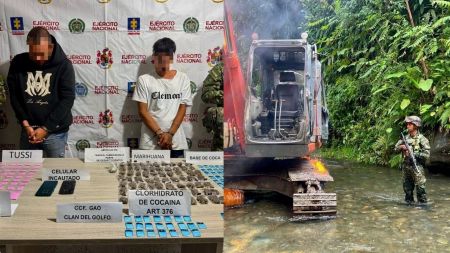 Cayeron presuntos integrantes del Clan del Golfo e incautaron maquinaria minera en Nariño