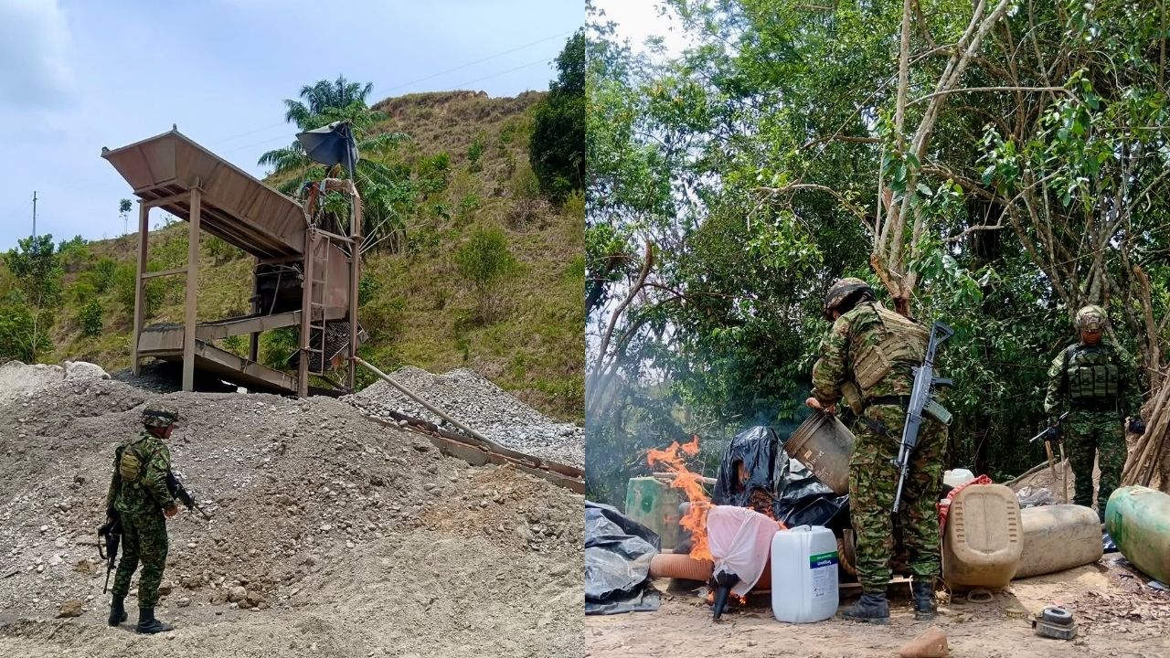 Ejército y CTI destruyen unidad de producción de minería ilegal del Clan del Golfo en Sonsón