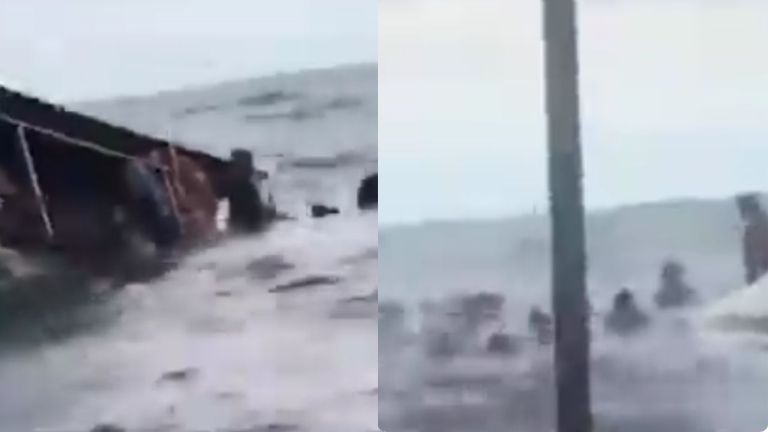 VIDEO: Lancha con turistas se volteó en Santa Marta en medio de un fuerte oleaje VIDEO: Lancha con turistas se volteó en Santa Marta en medio de un fuerte oleaje