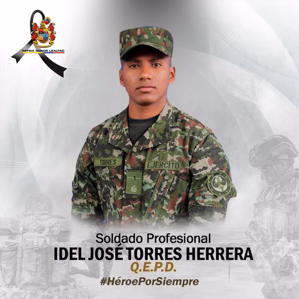 Recuperan el cuerpo de Idel José, soldado asesinado en enfrentamientos con disidencias de las Farc 1 Foto: Ejército Nacional de Colombia