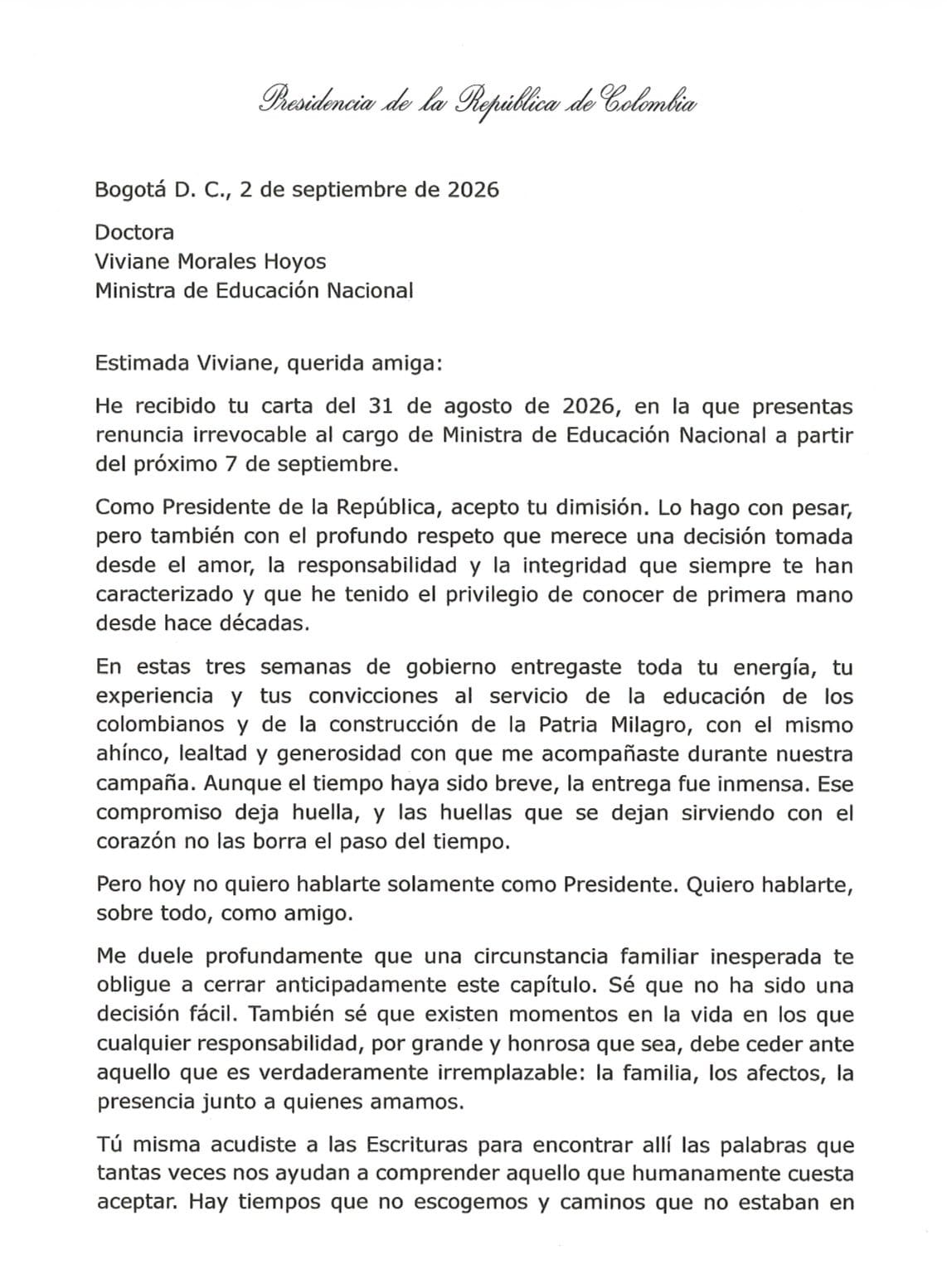 Viviane Morales sale sorpresivamente del Ministerio de Educación y el presidente Abelardo de la Espriella nombra a Ilva Myriam 3 WhatsApp Image 2026 09 02 at 7.45.58 PM