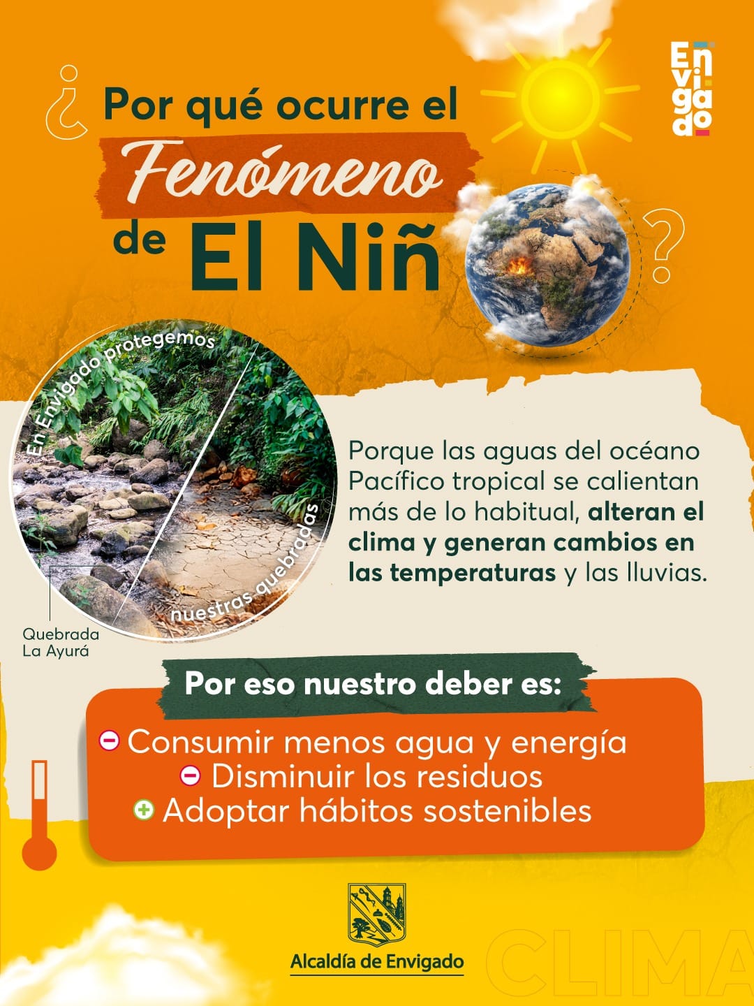 Envigado emite alerta preventiva ante el fortalecimiento del fenómeno de El Niño