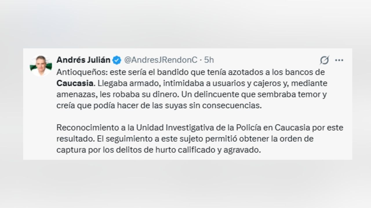 Cayó hombre señalado de intimidar y robar a usuarios de bancos en Caucasia: así operaba 1 Cayó hombre señalado de intimidar y robar a usuarios de bancos en Caucasia: así operaba