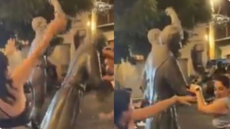 VIDEO: Turista habría tumbado una estatua en la Plaza de la Trinidad durante un baile en Cartagena
