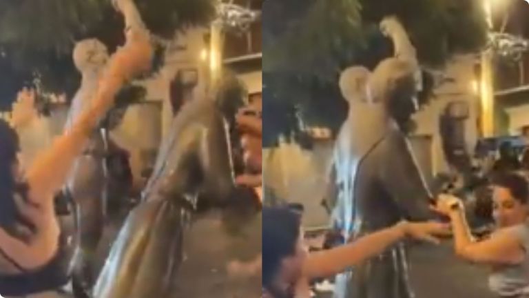 VIDEO: Turista habría tumbado una estatua en la Plaza de la Trinidad durante un baile en Cartagena VIDEO: Turista habría tumbado una estatua en la Plaza de la Trinidad durante un baile en Cartagena