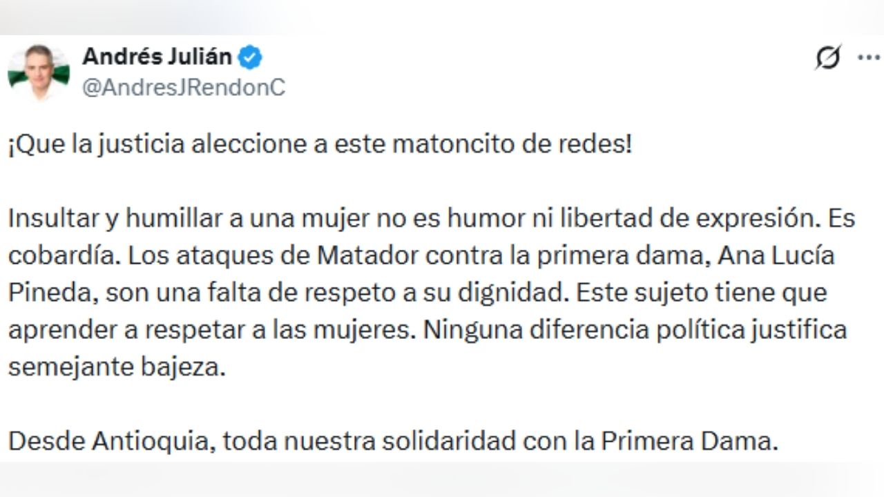 Gobernador de Antioquia se pronunció sobre ataques en redes a la primera dama: esto dijo 2 Gobernador de Antioquia se pronunció sobre ataques en redes a la primera dama: esto dijo